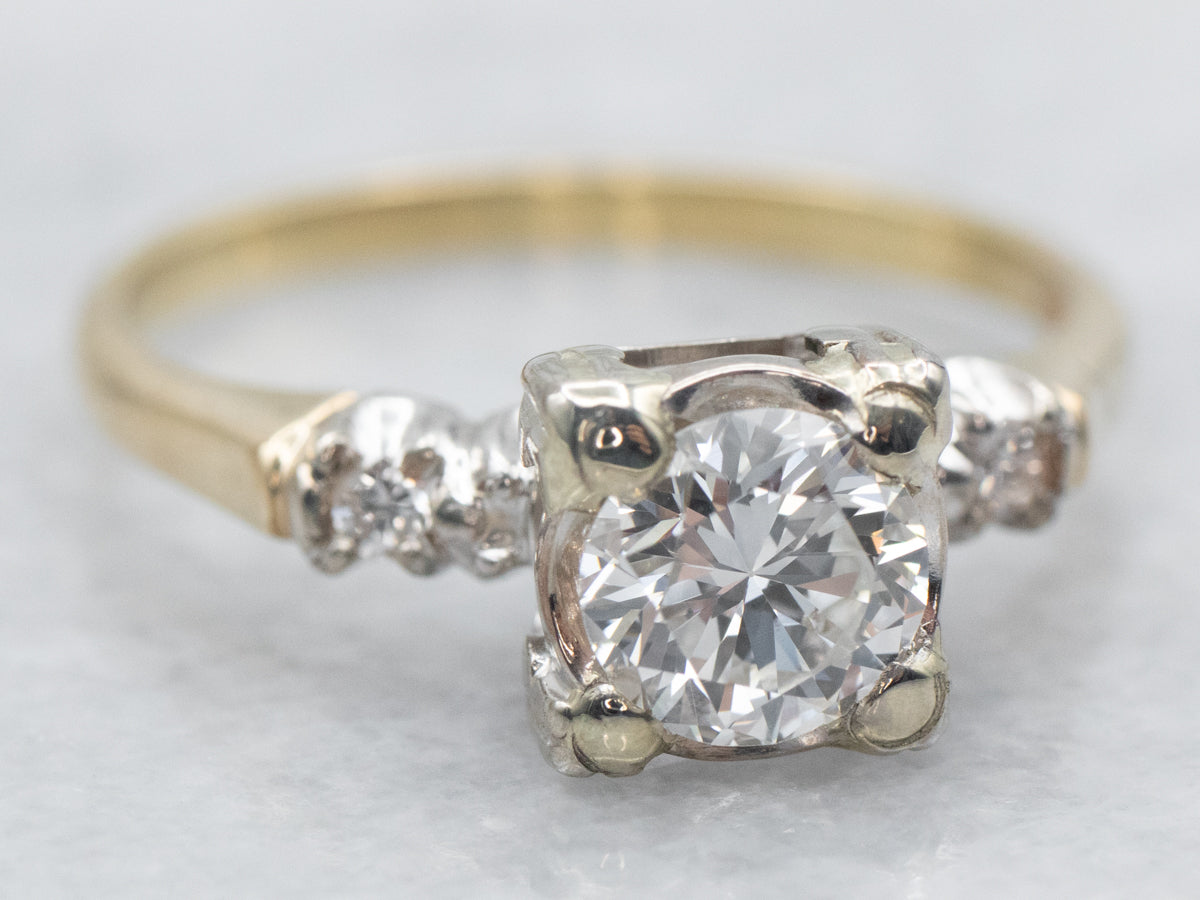 Two Tone Diamond Engagement Ring