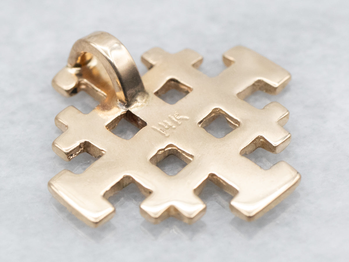 Gold Square Cross Pendant