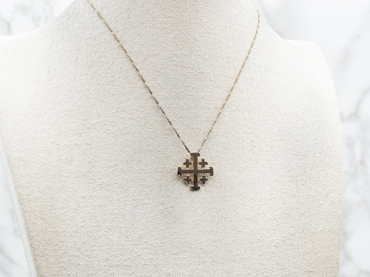 Gold Square Cross Pendant