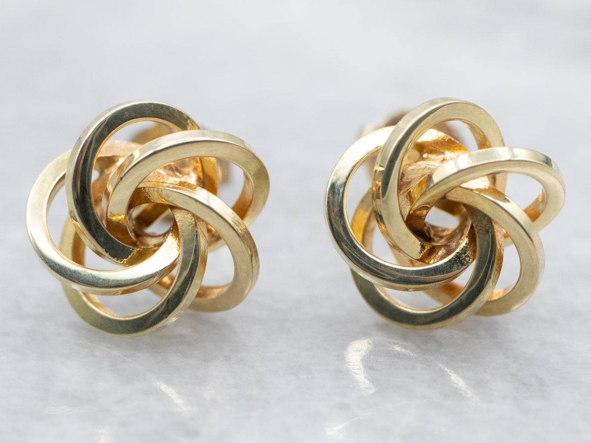 Yellow Gold Knot Stud Earrings