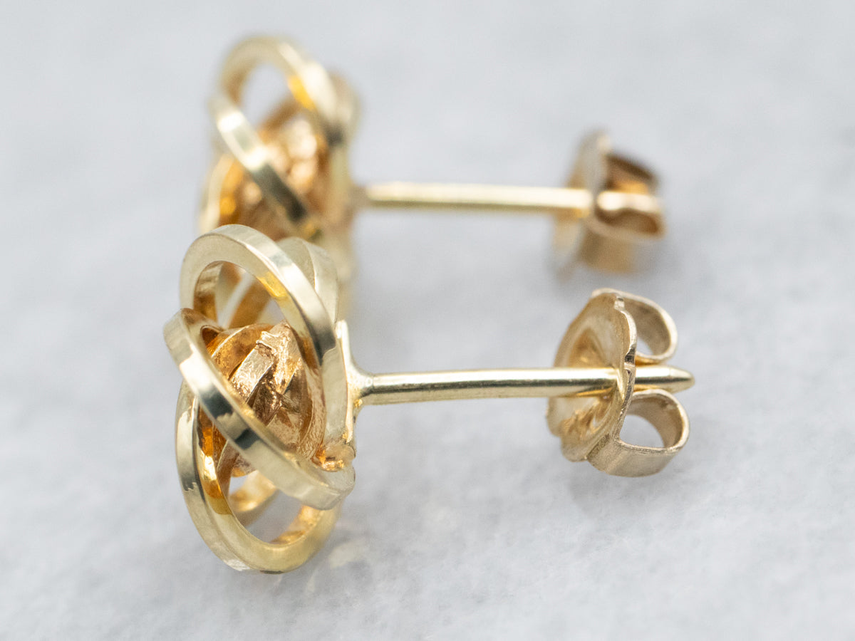 Yellow Gold Knot Stud Earrings