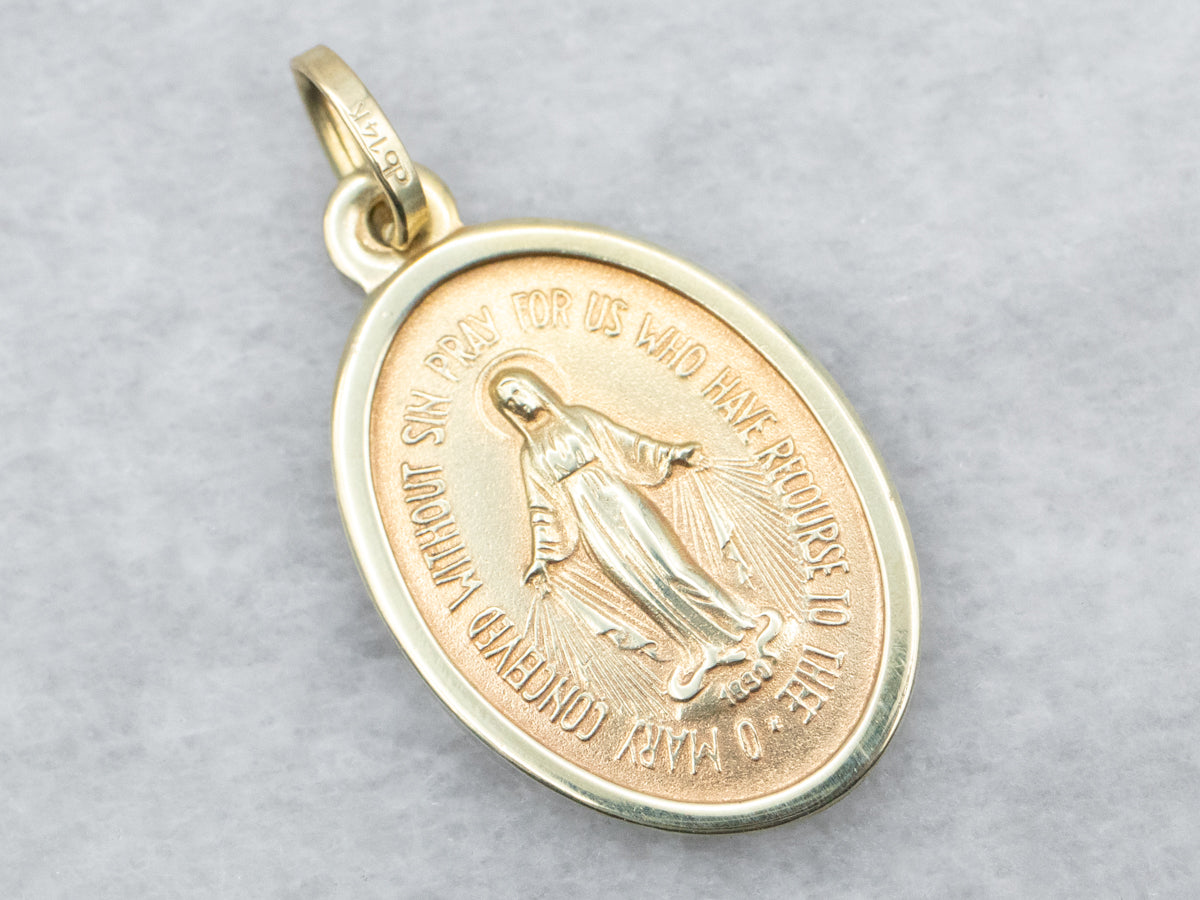 Gold Virgin Mary Religious Medal