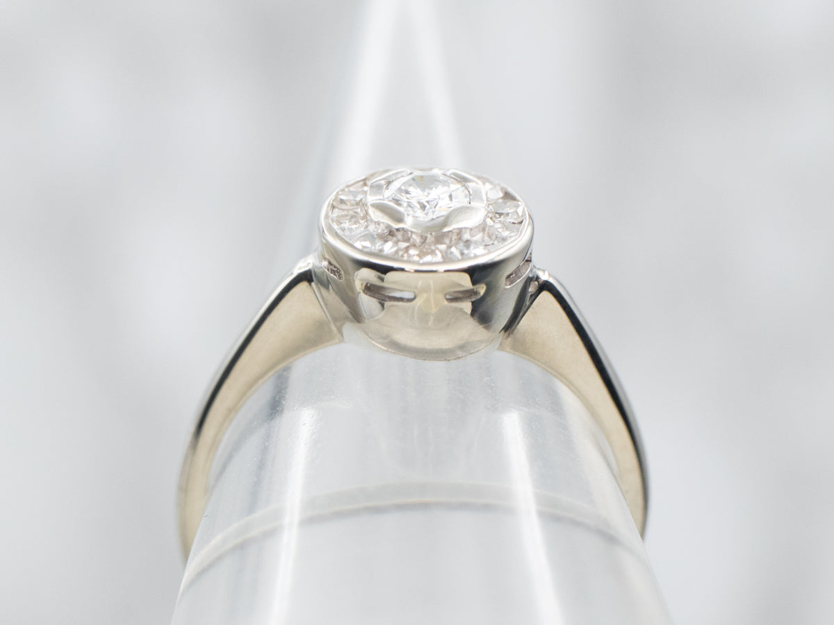 Modern Diamond Halo Engagement Ring