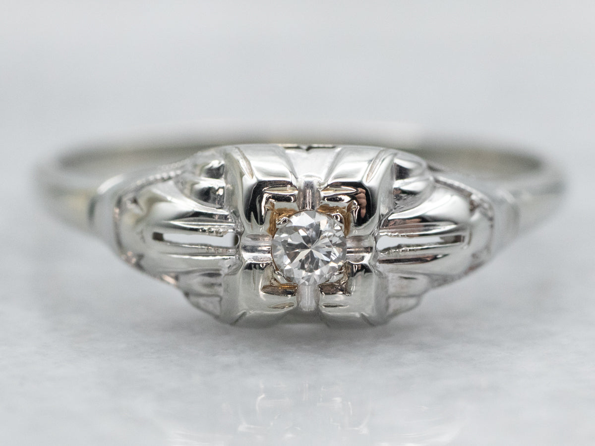 Later Art Deco Diamond Solitaire Engagement Ring