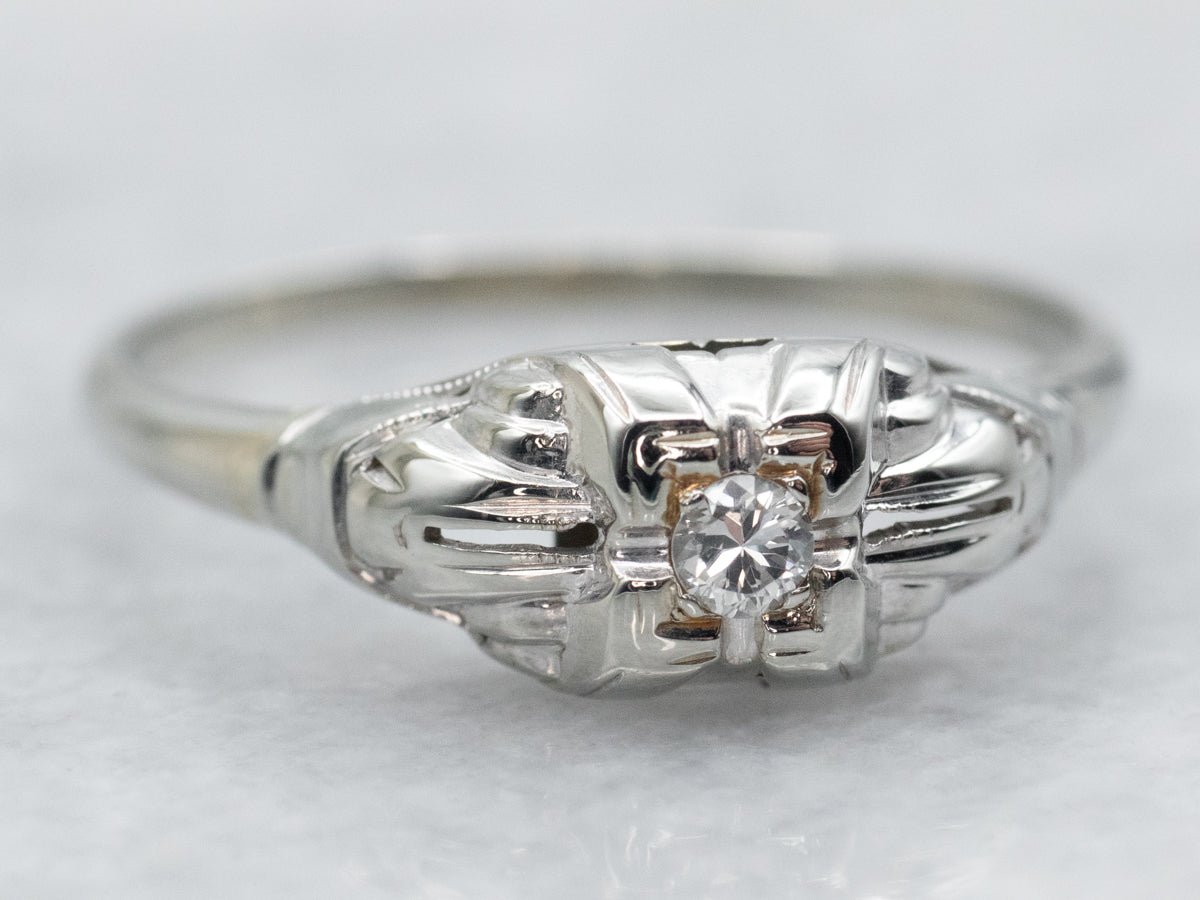 Later Art Deco Diamond Solitaire Engagement Ring