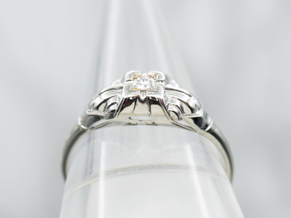 Later Art Deco Diamond Solitaire Engagement Ring