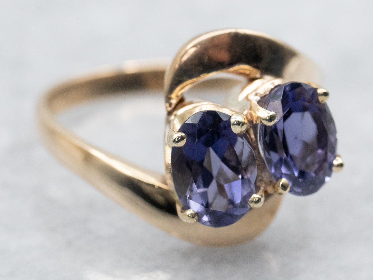 Vintage Gold Iolite Bypass Ring