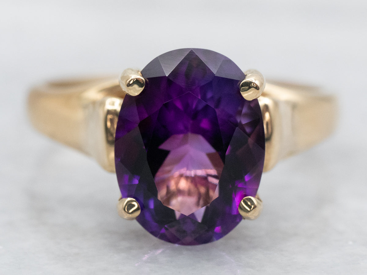 Oval Cut Amethyst Solitaire Ring