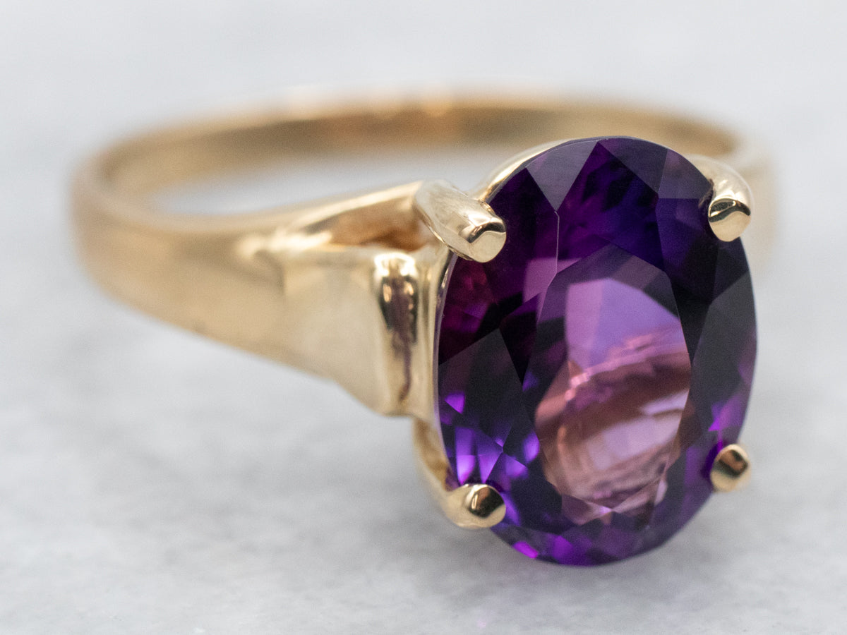 Oval Cut Amethyst Solitaire Ring