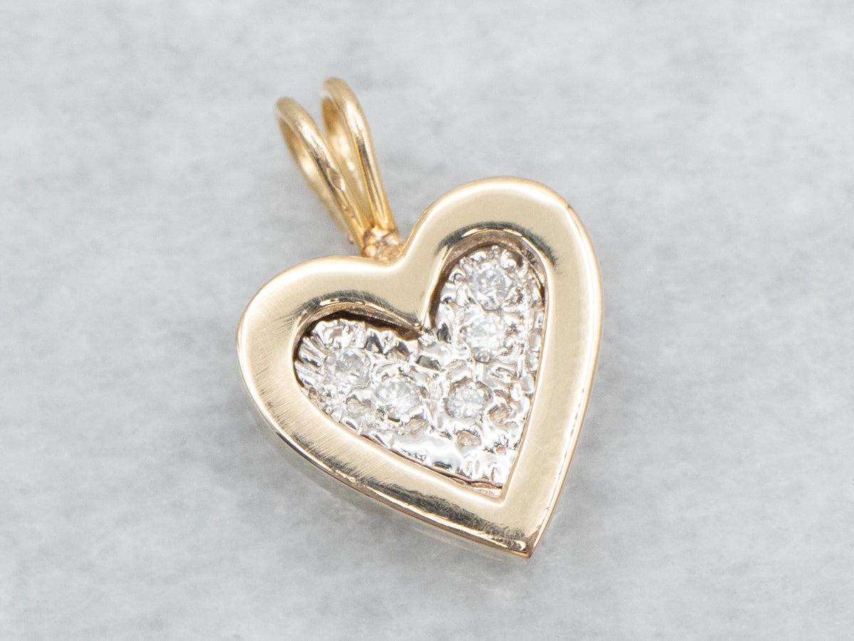 Two Tone Diamond Heart Shaped Pendant