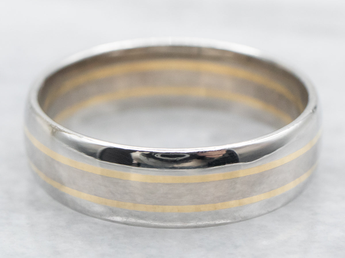 Platinum and 18K Gold Stripe Wedding Band