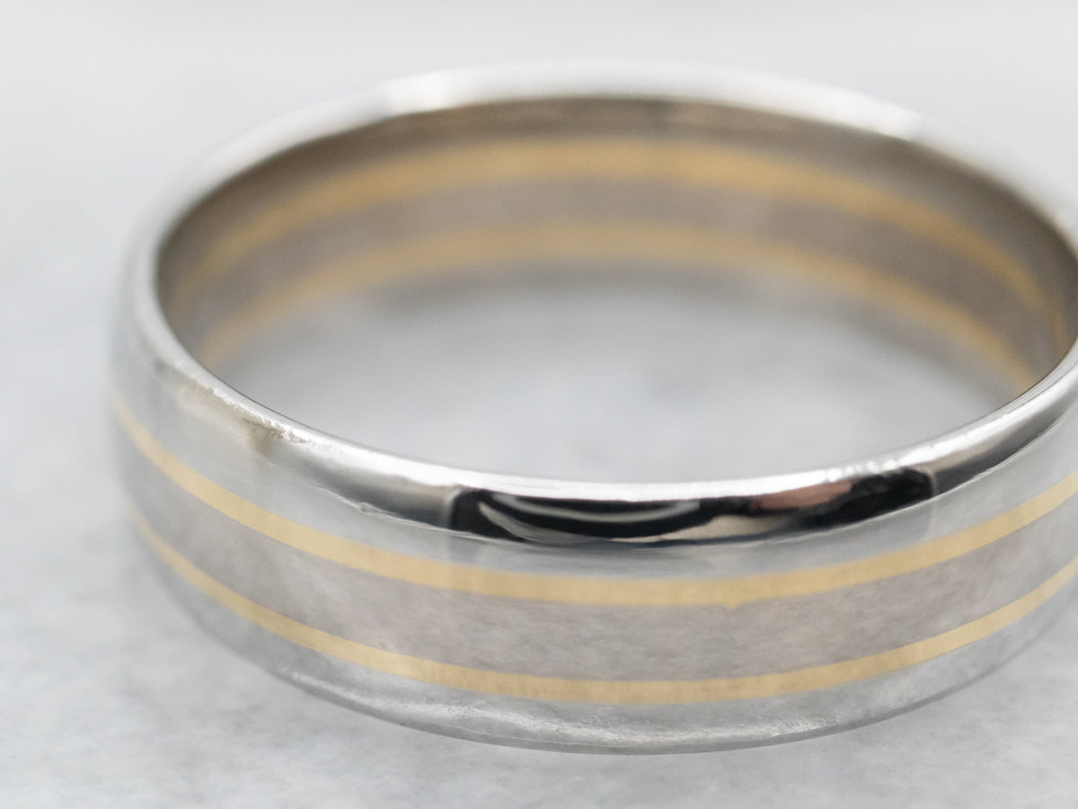 Platinum and 18K Gold Stripe Wedding Band