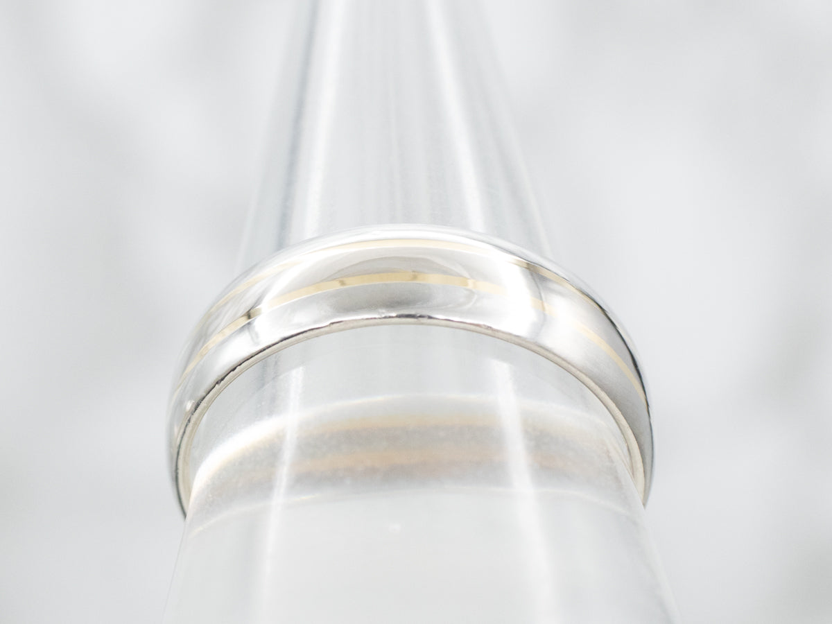 Platinum and 18K Gold Stripe Wedding Band