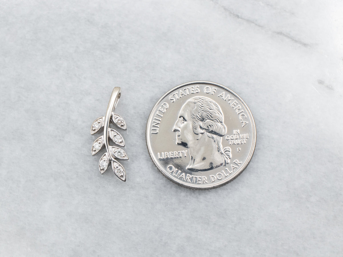 White Gold Diamond Leaf Pendant