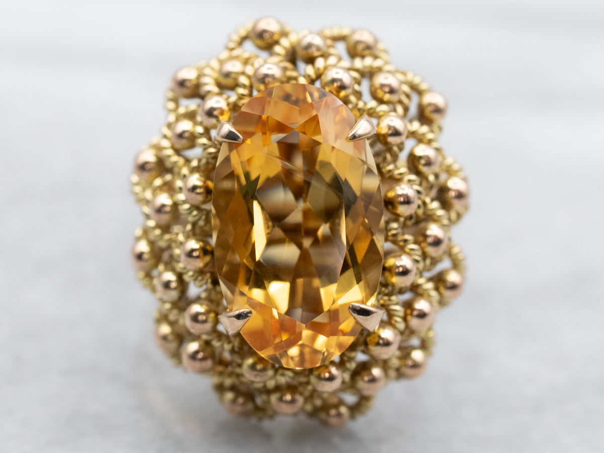 Funky Vintage Citrine Cocktail Ring