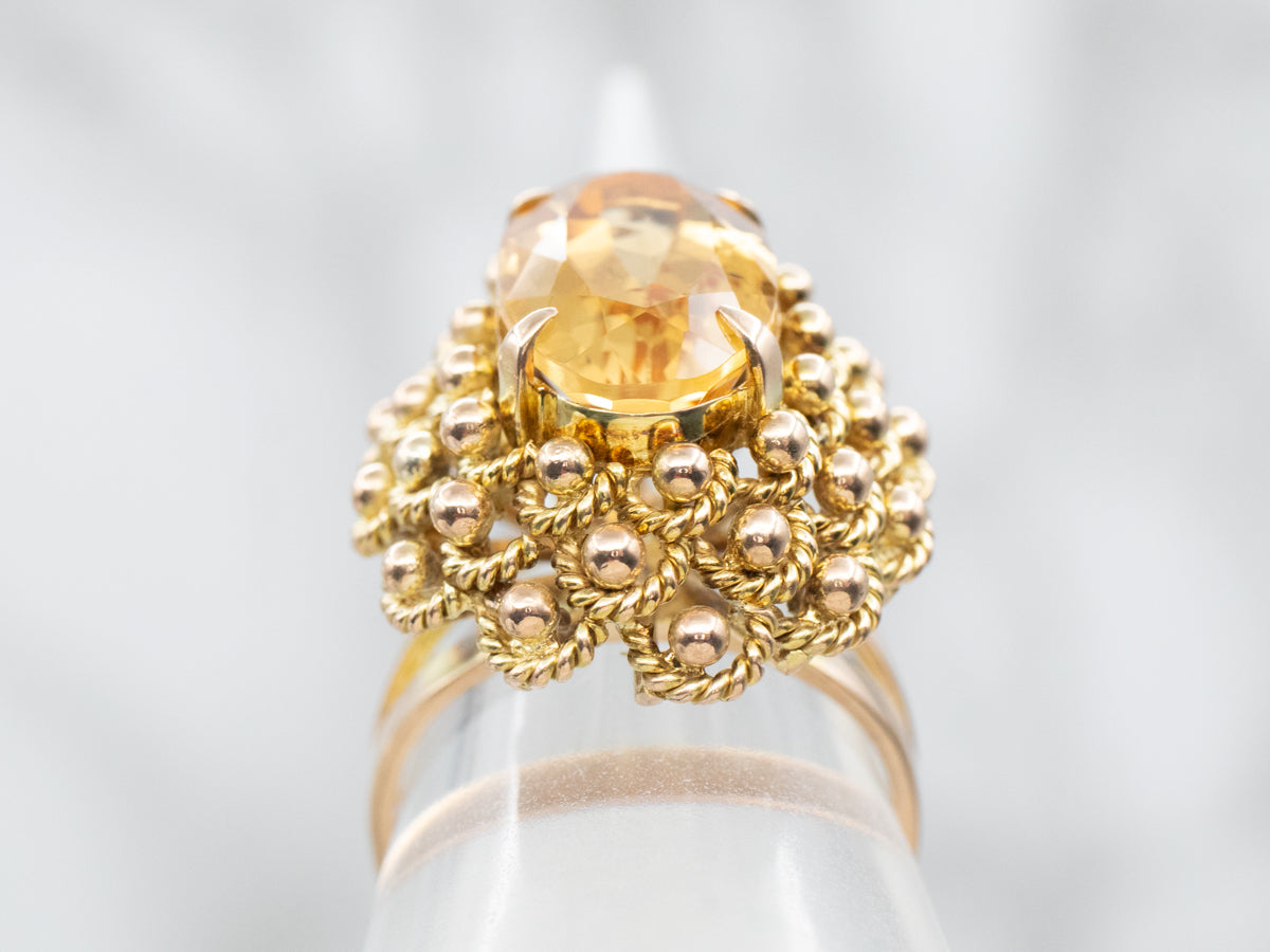 Vintage Unique and Rare Brookcraft Faceted Golden Citrine G F Cocktail Ring popular - 6