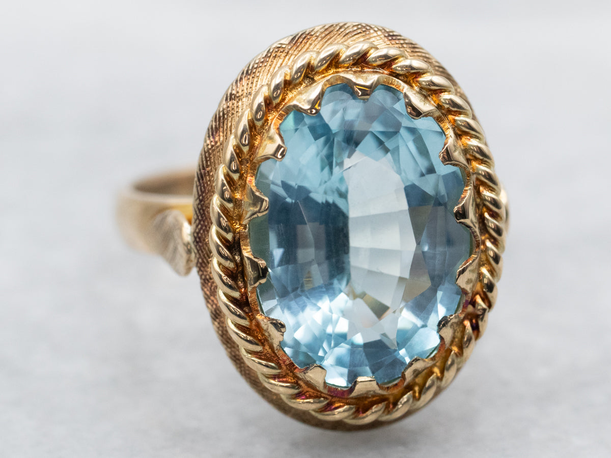 Vintage Blue Topaz Solitaire Ring