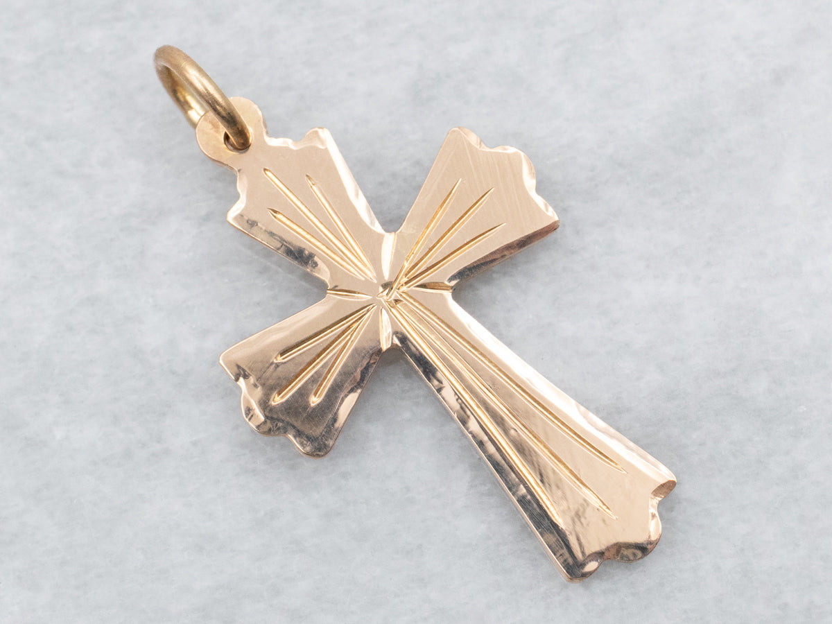 Vintage Etched Cross Pendant