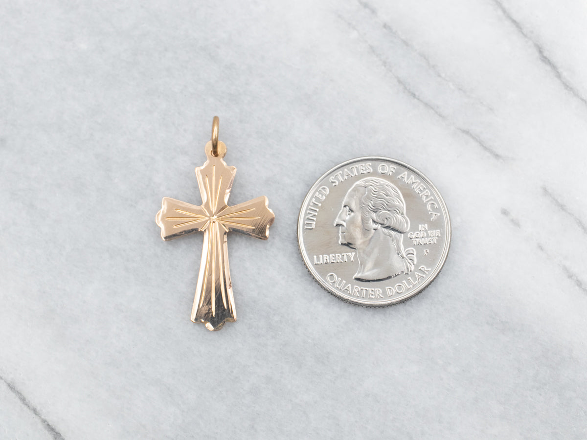 Vintage Etched Cross Pendant