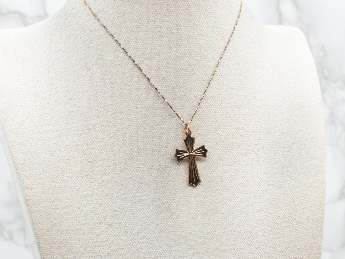 Vintage Etched Cross Pendant