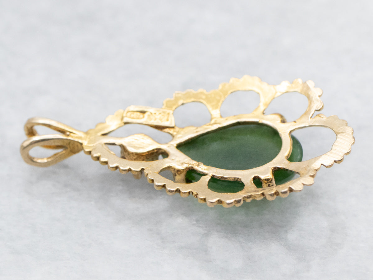 Nephrite Jade and Seed Pearl Pendant