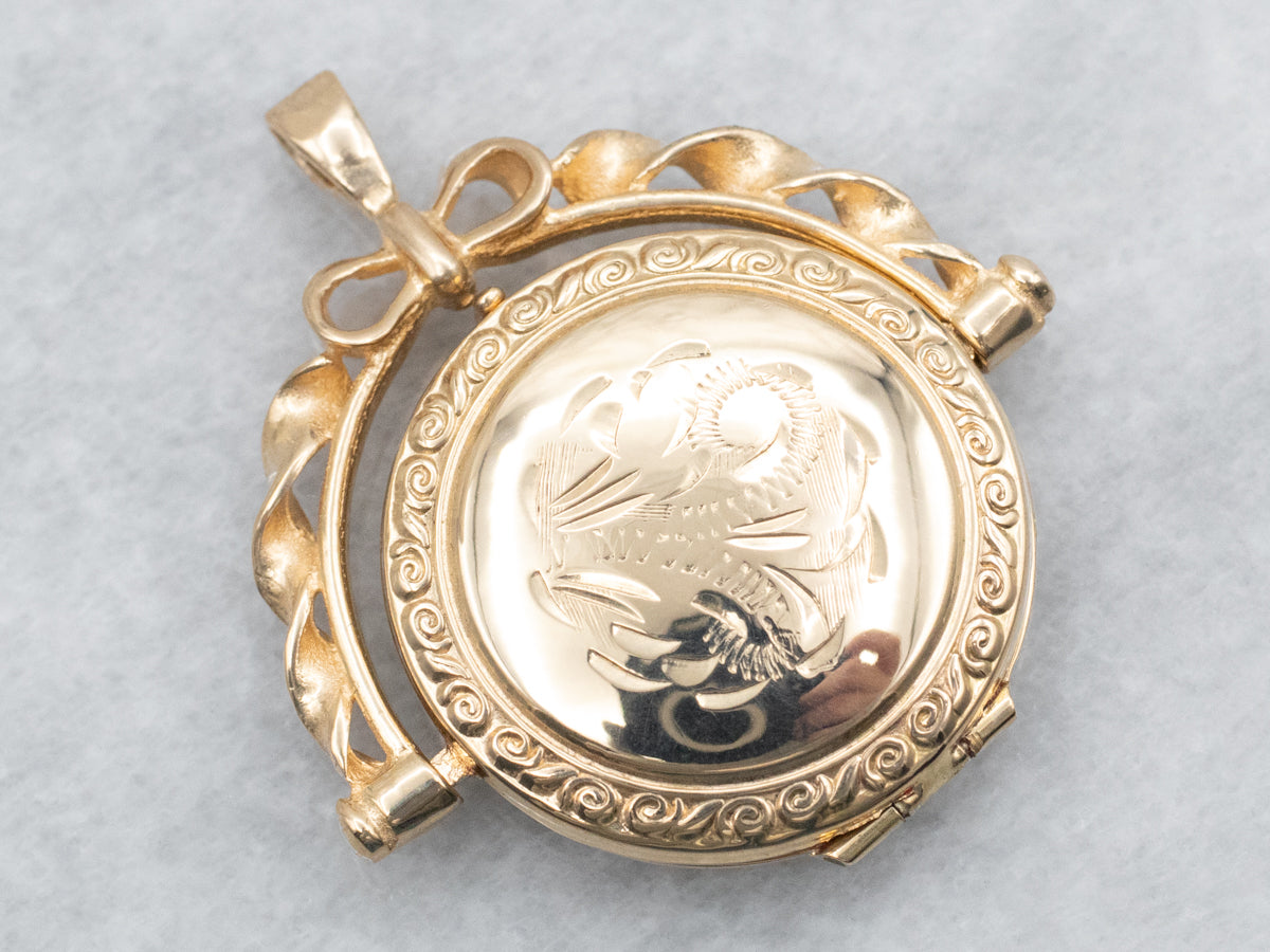 Gold Etched Spinning Locket