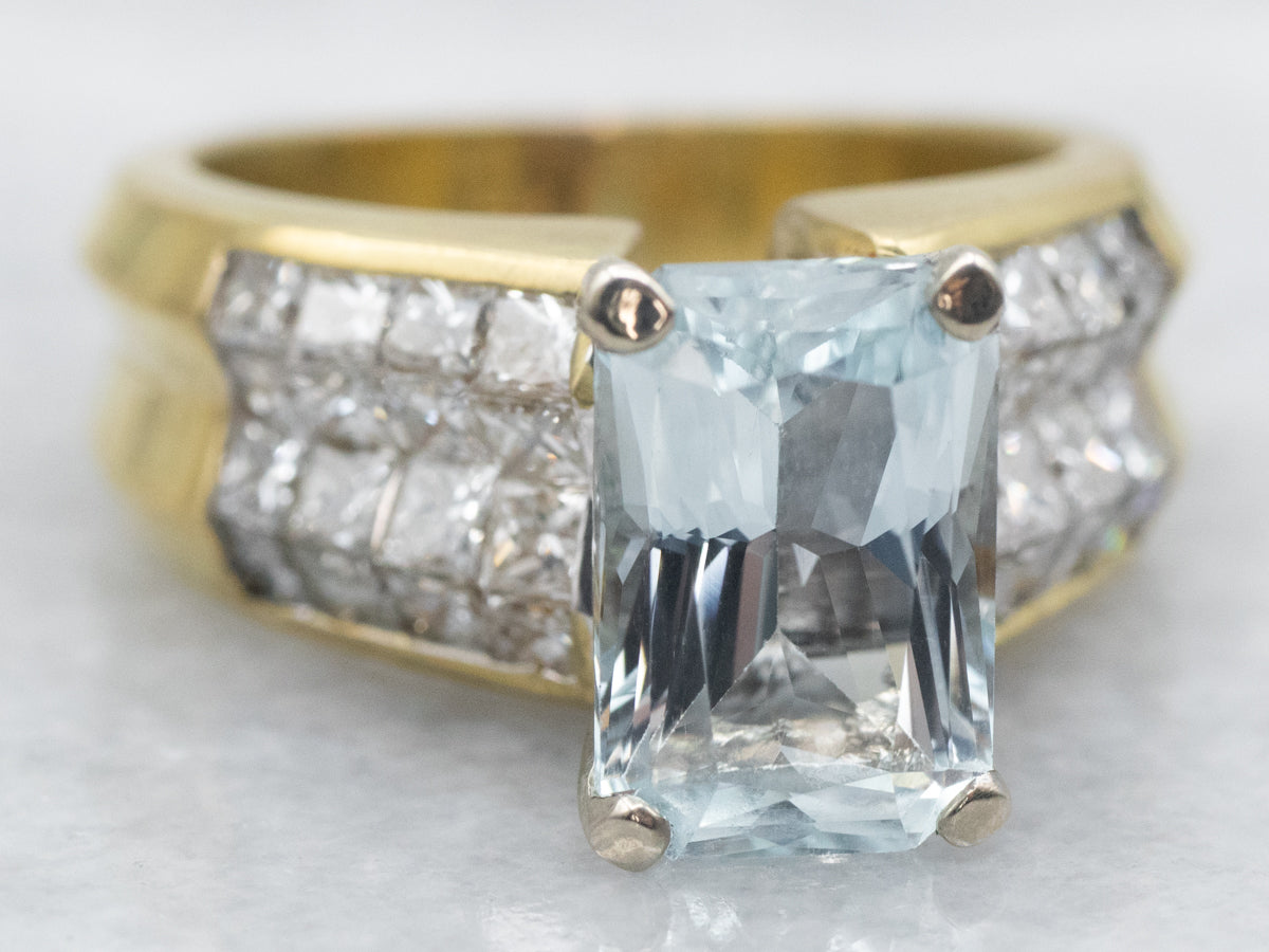 Bold Aquamarine and Diamond Cocktail Ring