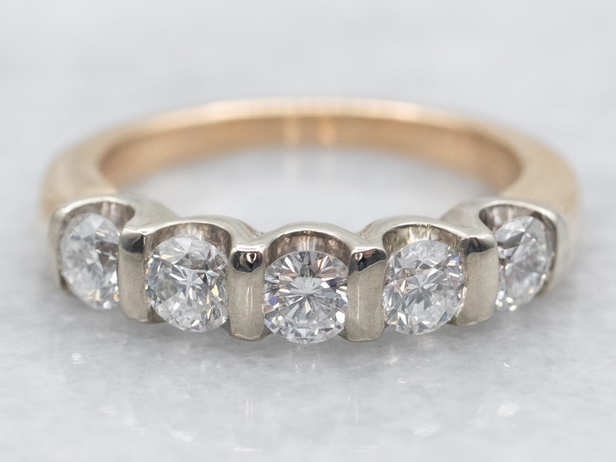 Two Tone Bar Set Diamond Band