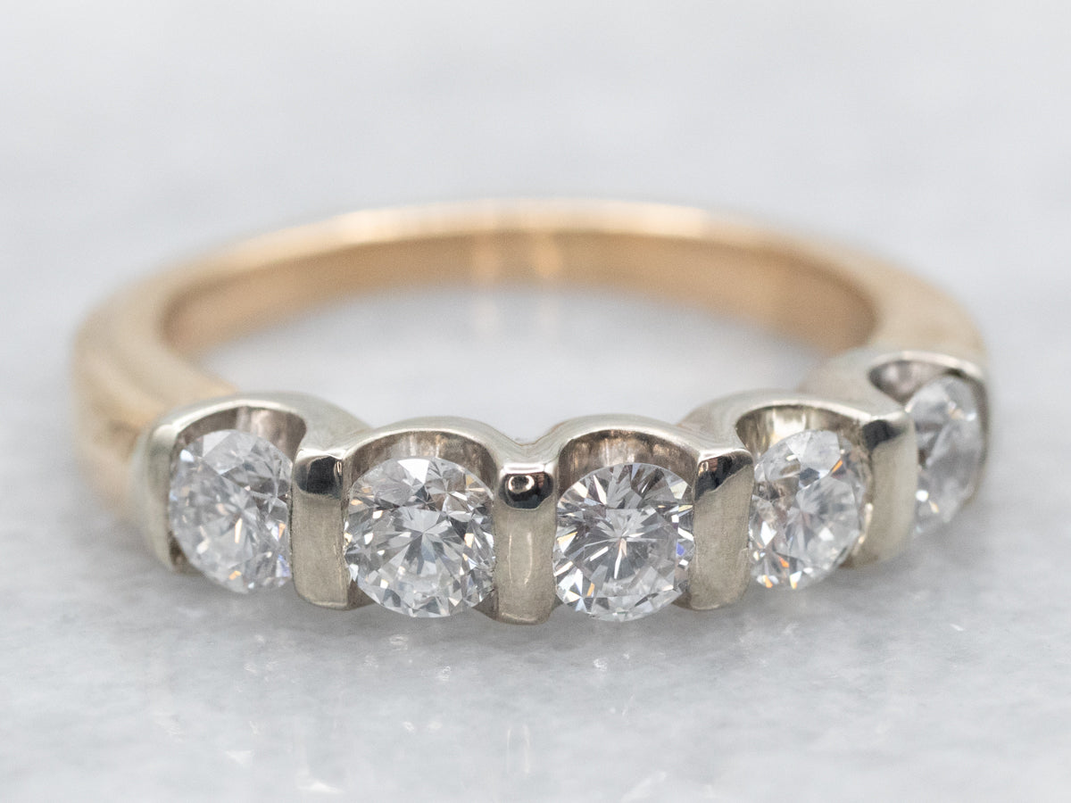 Two Tone Bar Set Diamond Band