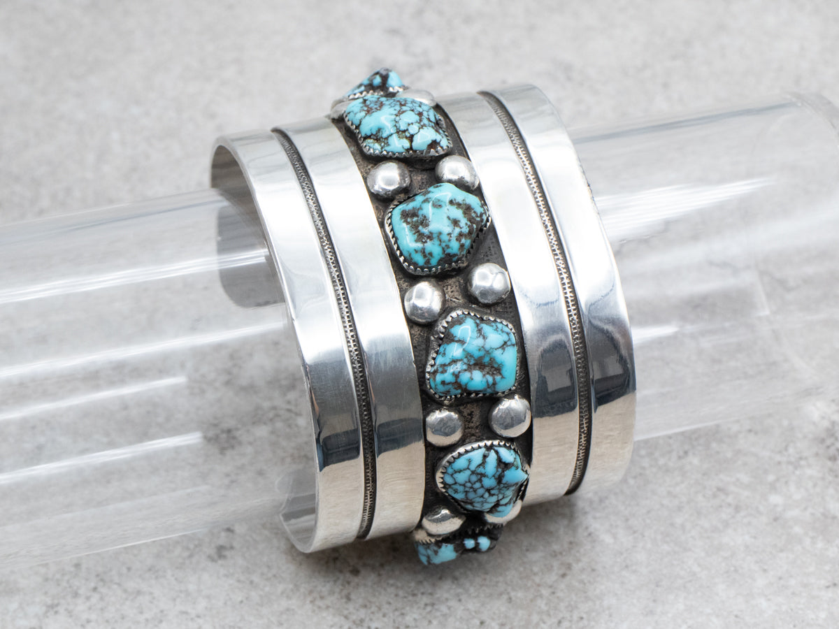 Sterling Silver Turquoise Cuff Bracelet Designed by Frank Patania Sr. of The Thunderbird Shop