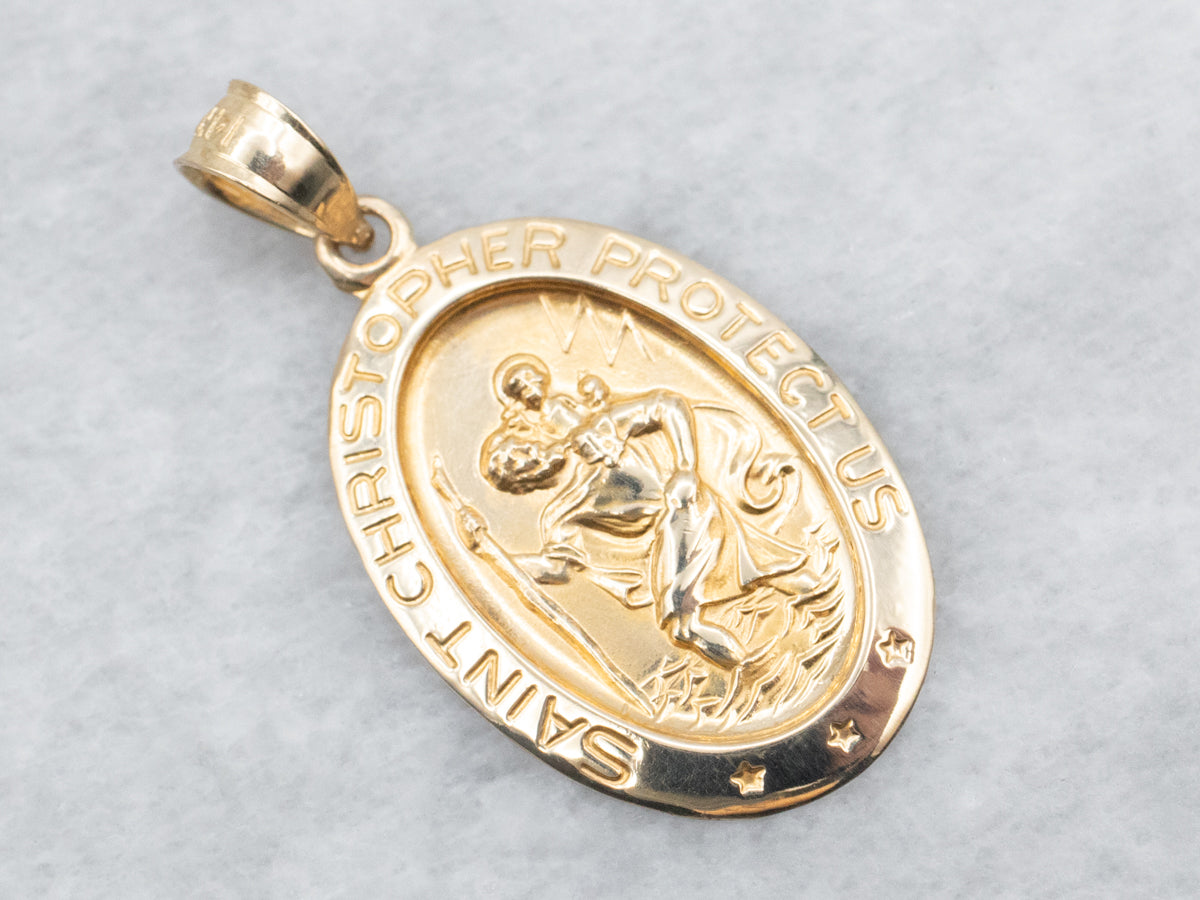 Gold Saint Christopher Pendant