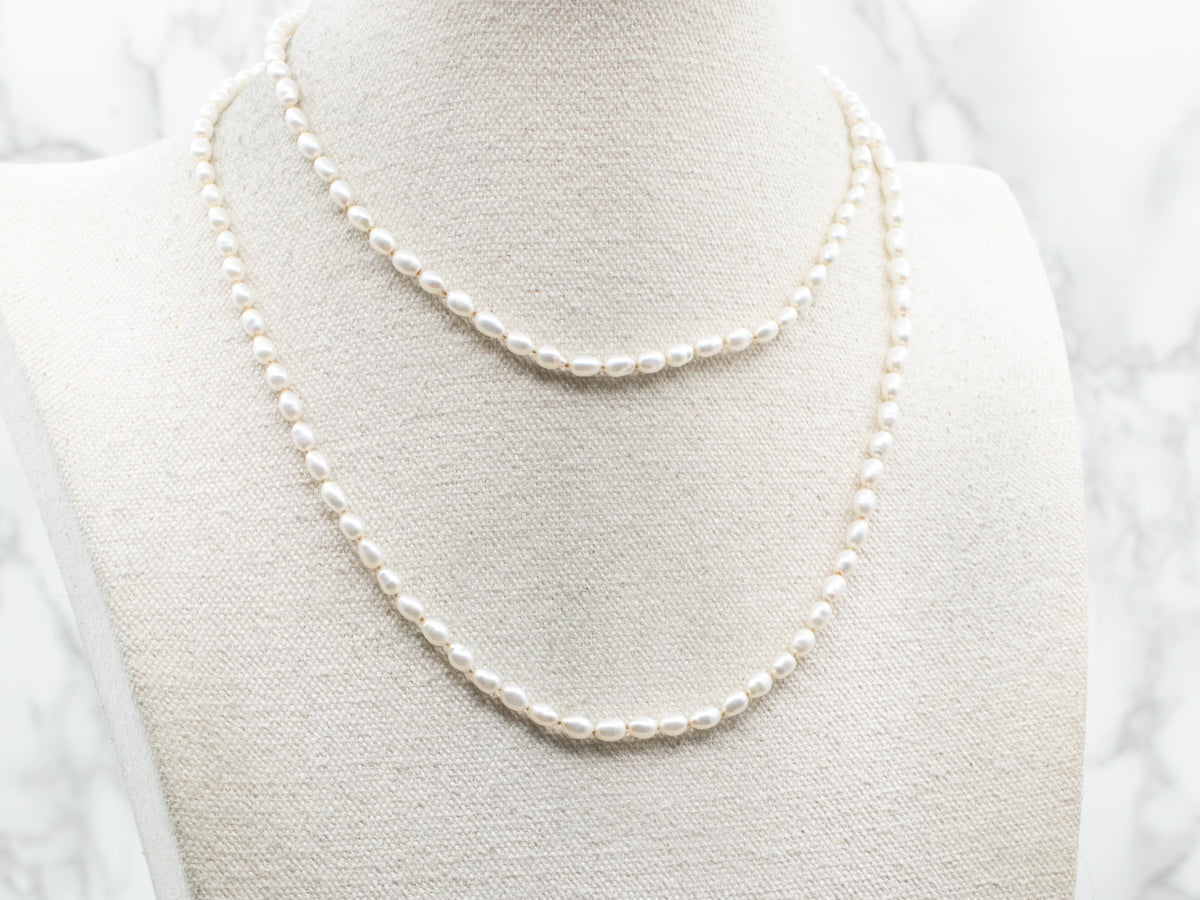 Freshwater Pearl Necklace with Ruby Clasp