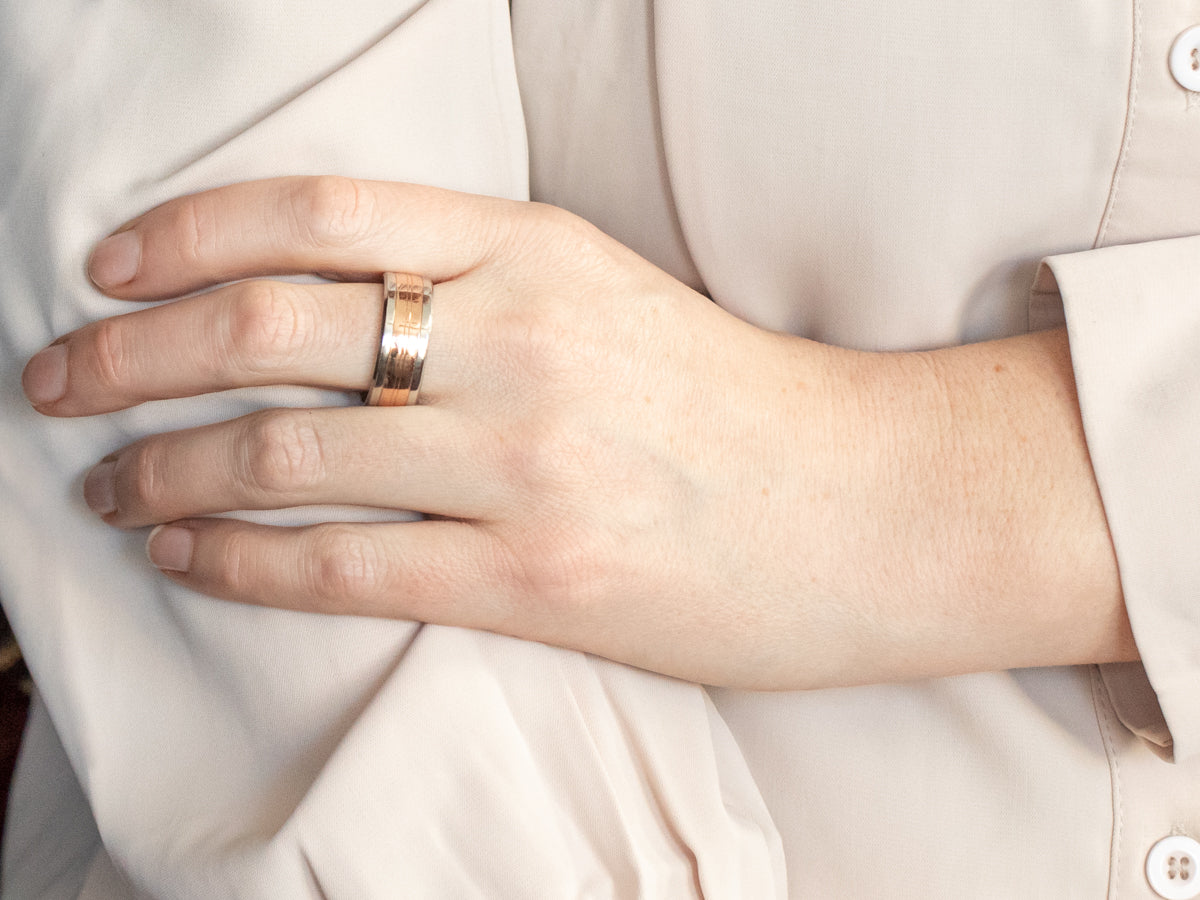 Mixed Metal Cobalt and Rose Gold Band