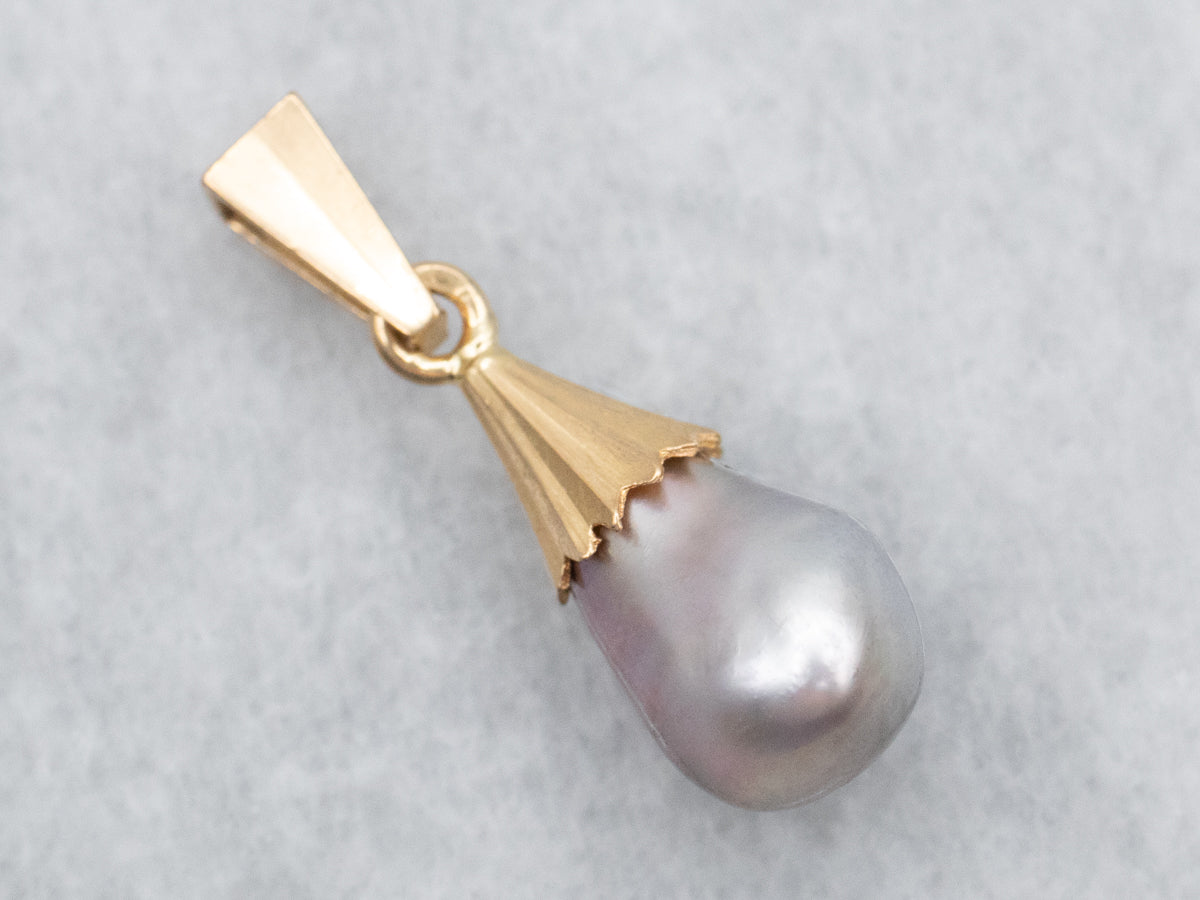 Grey Baroque Pearl Pendant