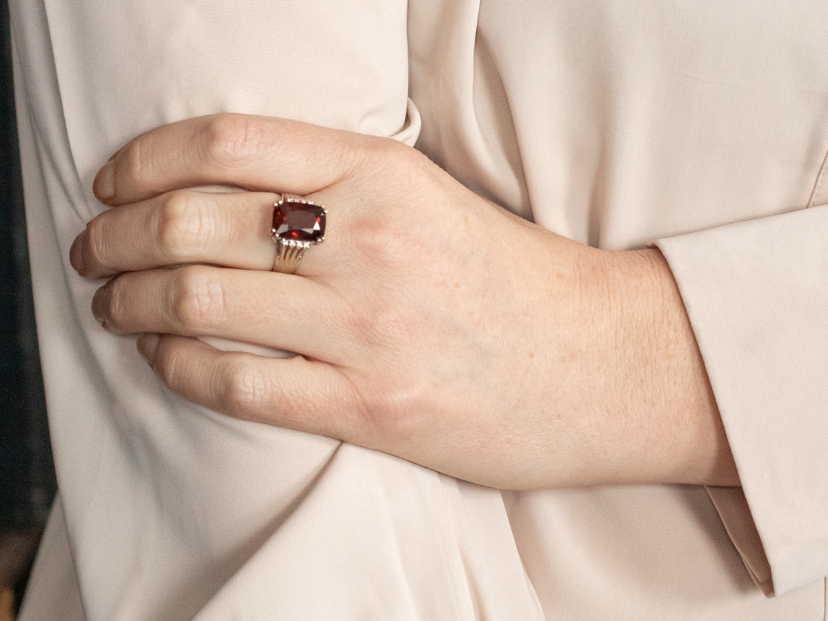 Rhodolite Garnet and Diamond Cocktail Ring