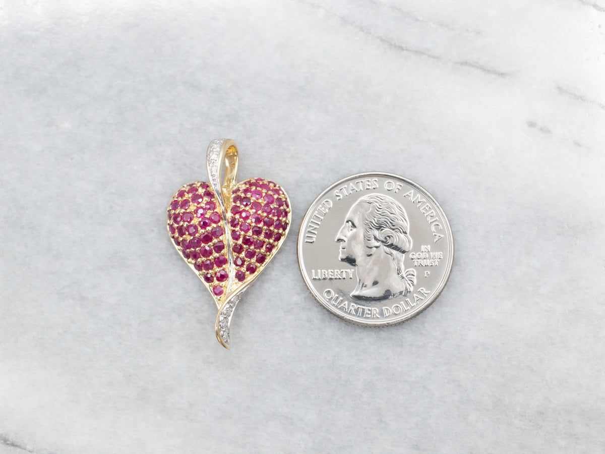 Ruby and Diamond Heart Shaped Pendant