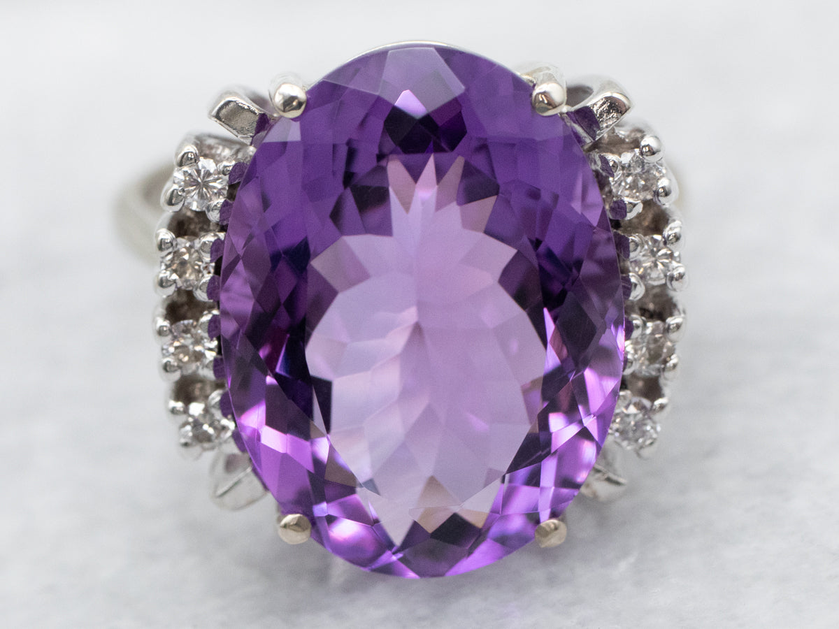 Amethyst and Diamond Cocktail Ring