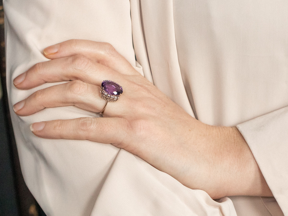 Amethyst and Diamond Cocktail Ring