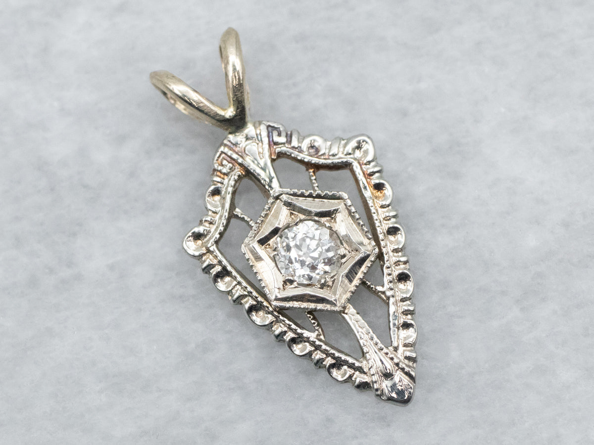 Old Mine Cut Diamond Stick Pin Conversion Pendant