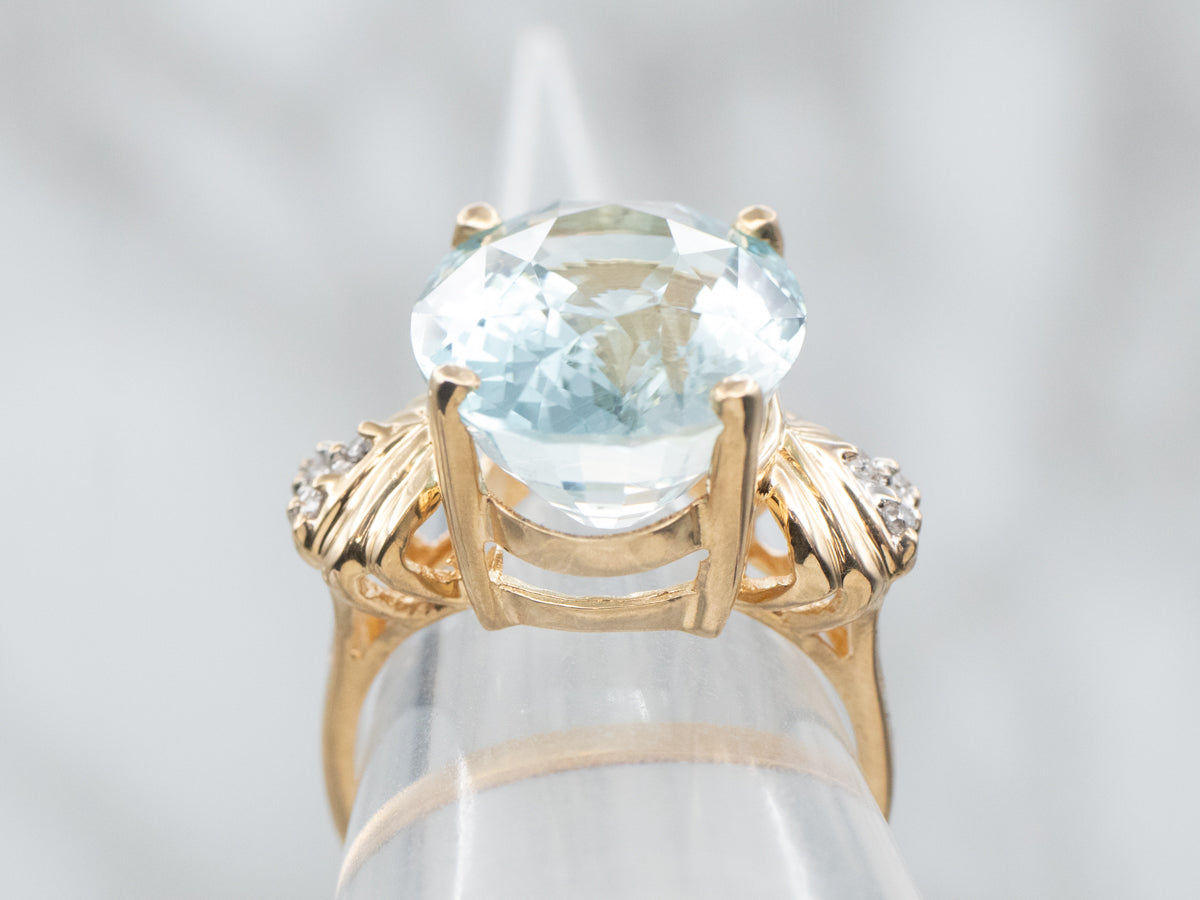 Blue Topaz Cocktail Ring with Diamond Accents