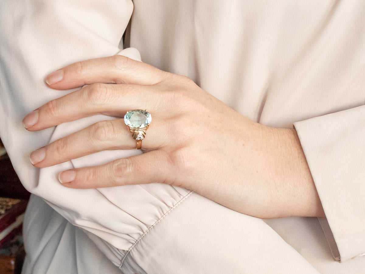 Blue Topaz Cocktail Ring with Diamond Accents