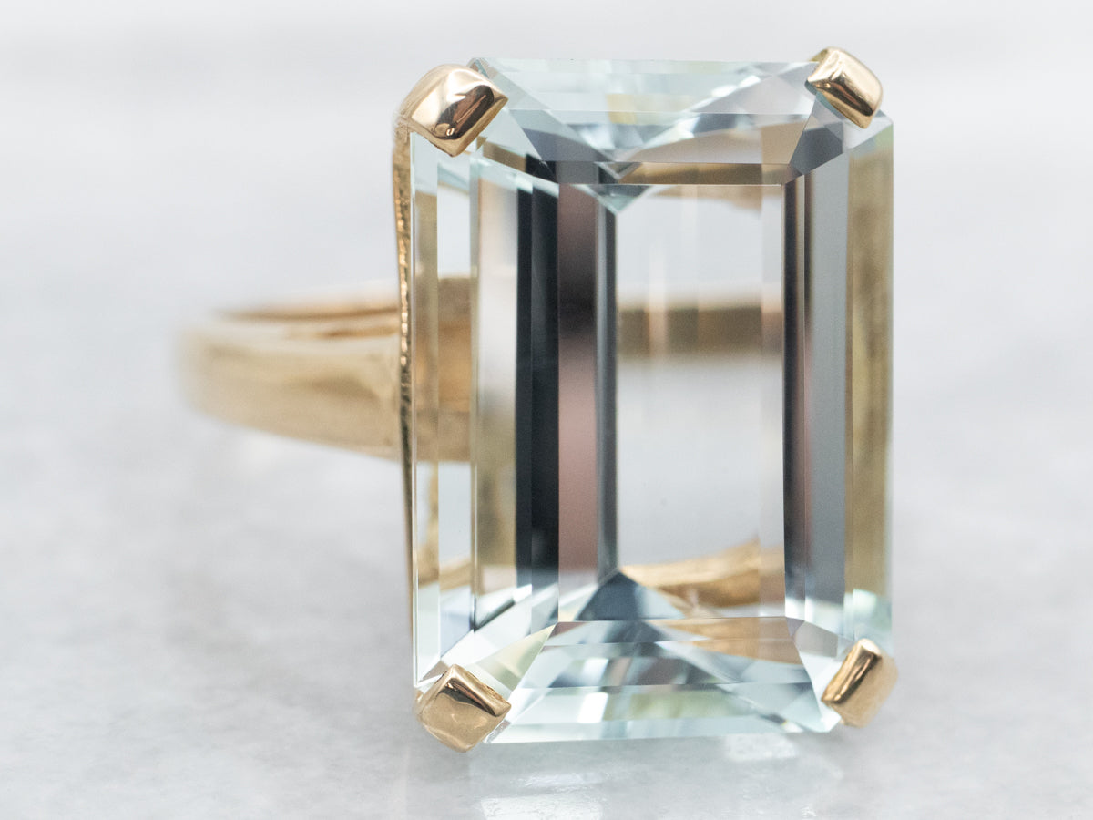 Aquamarine cocktail ring emerald cut shop