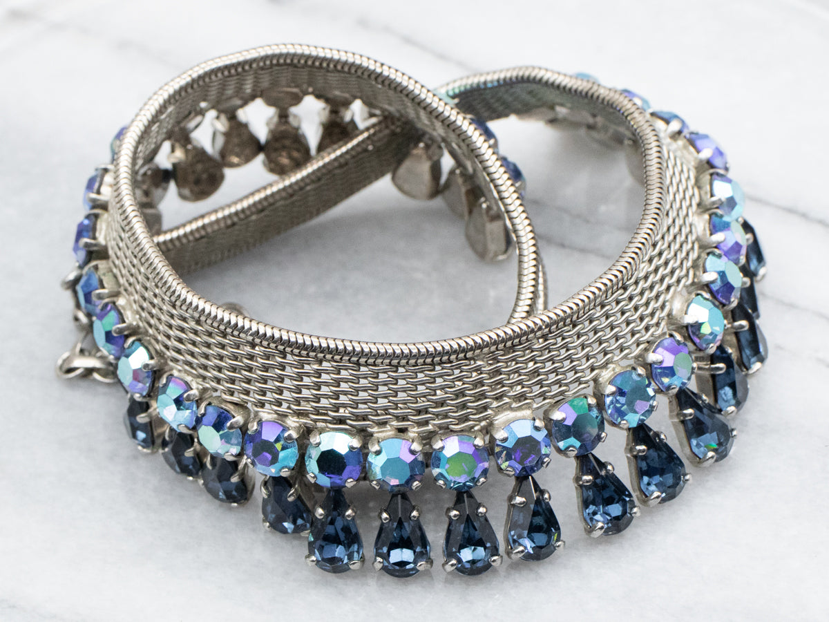 Collar de plata de ley con diamantes de imitación azules