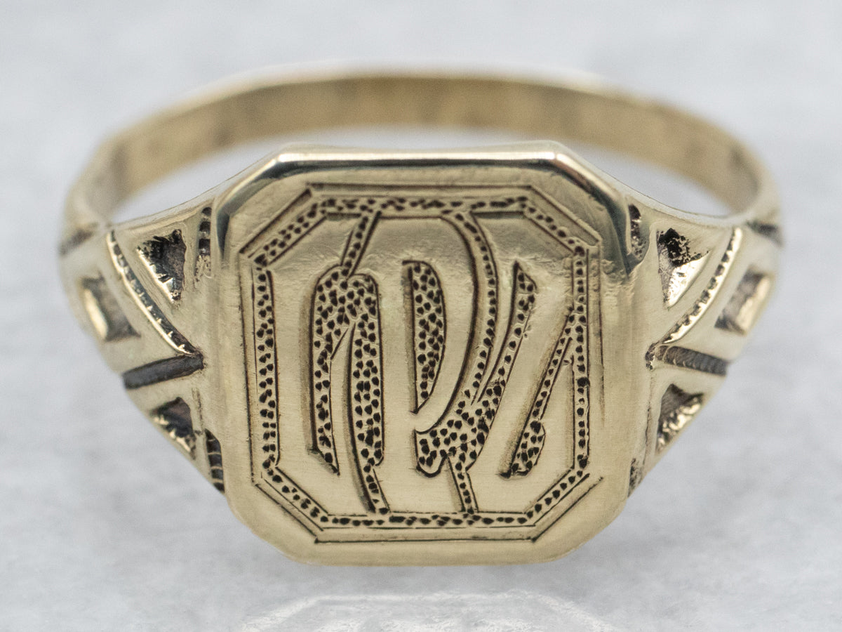 Art Nouveau "GPZ" Engraved Signet Ring