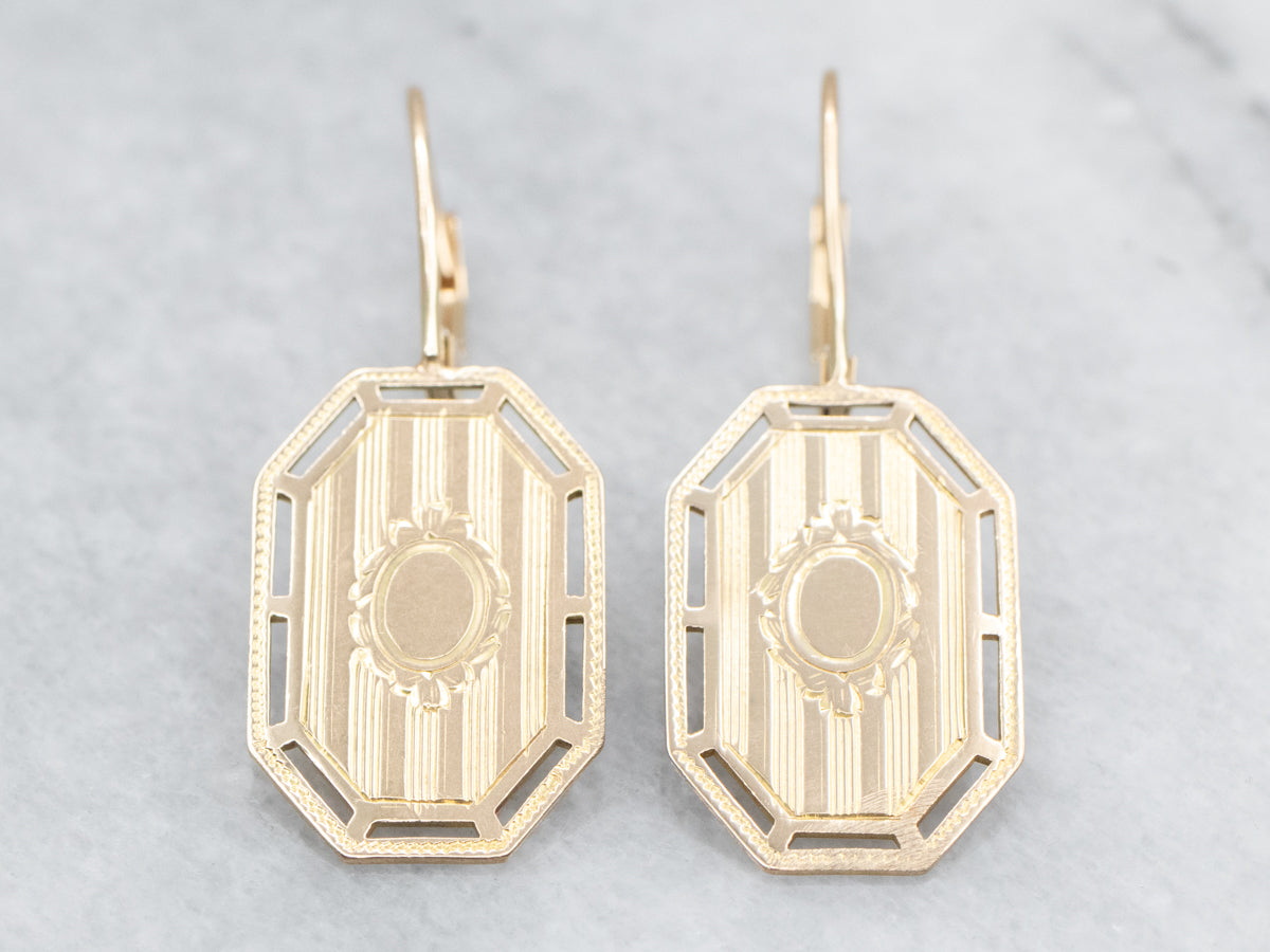 Gold Cufflink Conversion Drop Earrings