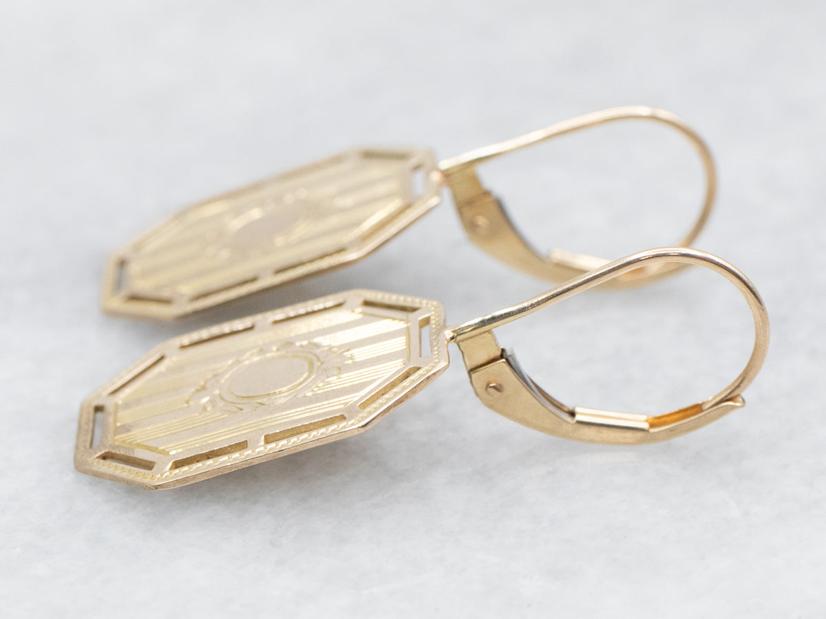 Gold Cufflink Conversion Drop Earrings