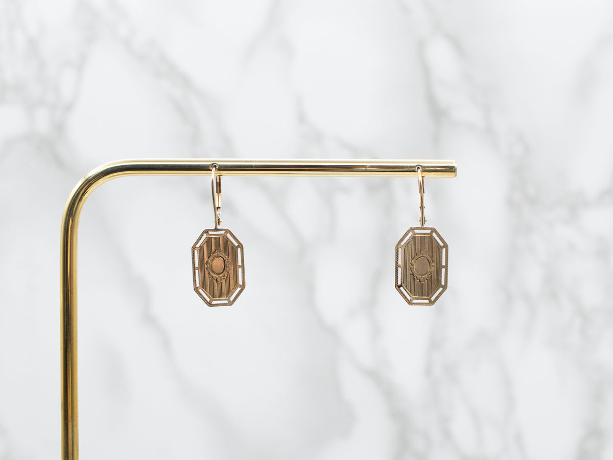 Gold Cufflink Conversion Drop Earrings