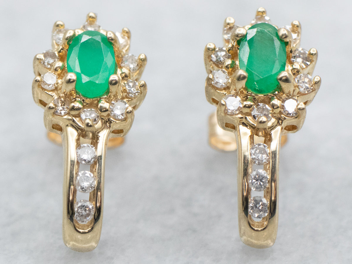 Emerald and Diamond Stud Earrings