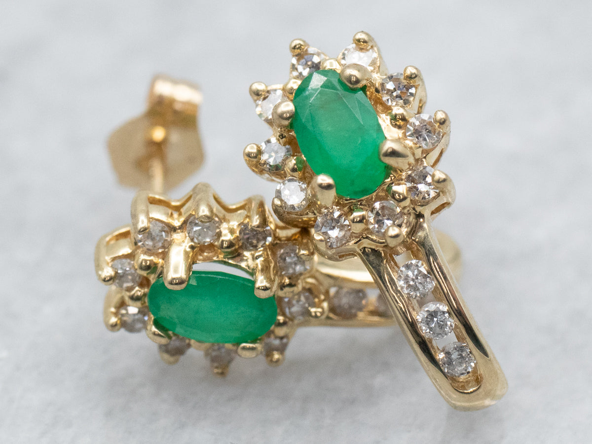 Emerald and Diamond Stud Earrings