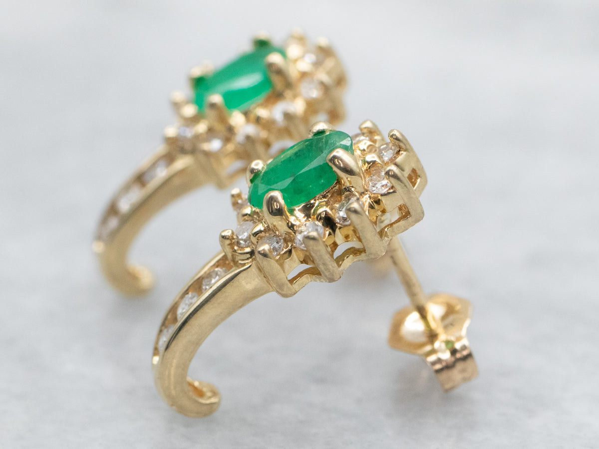 Emerald and Diamond Stud Earrings